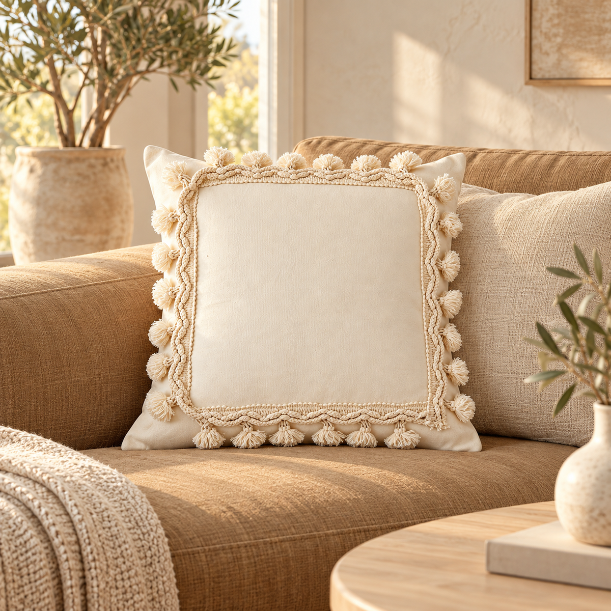 Luxury Fringed Decorative Throw Pillow Cover