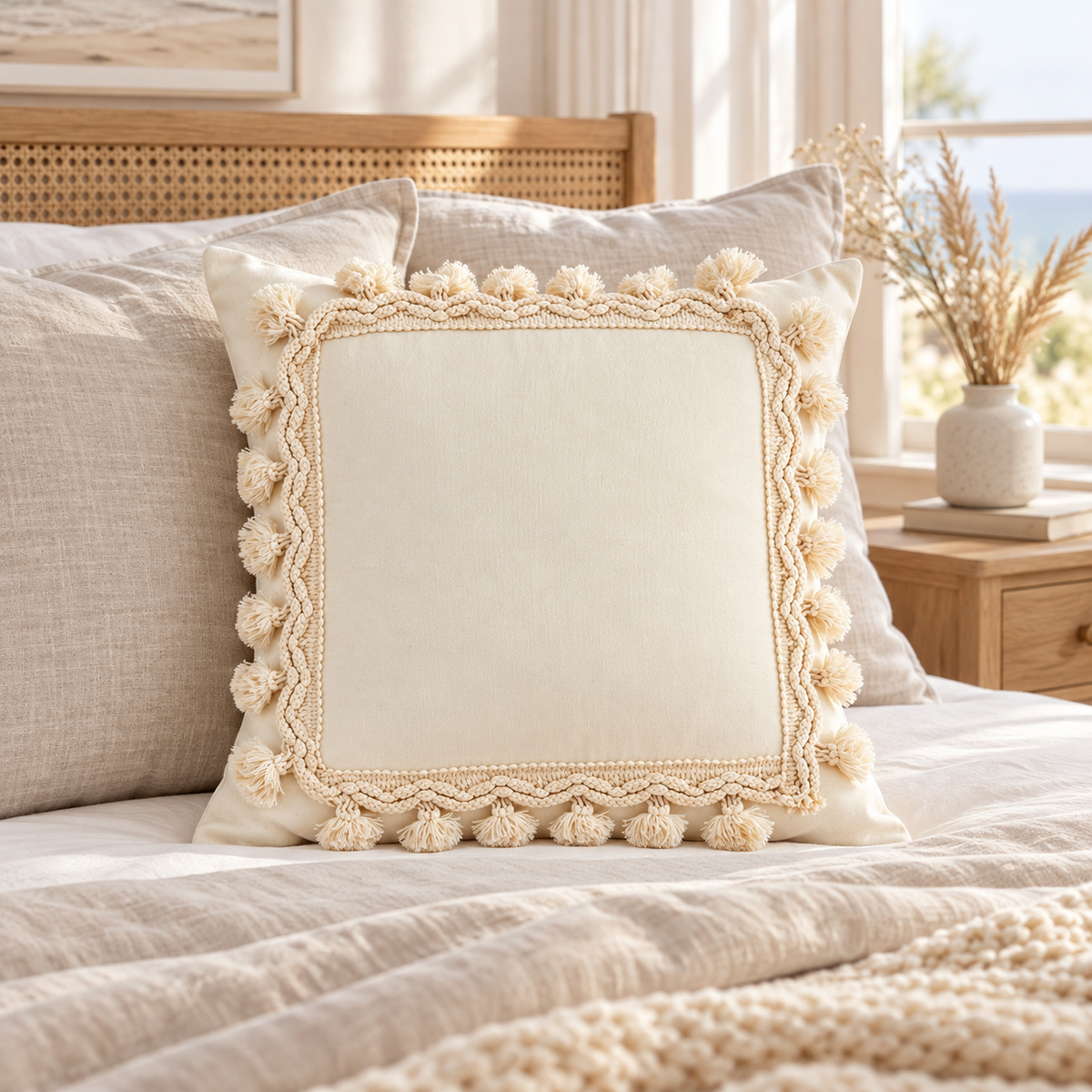 Luxury Fringed Decorative Throw Pillow Cover